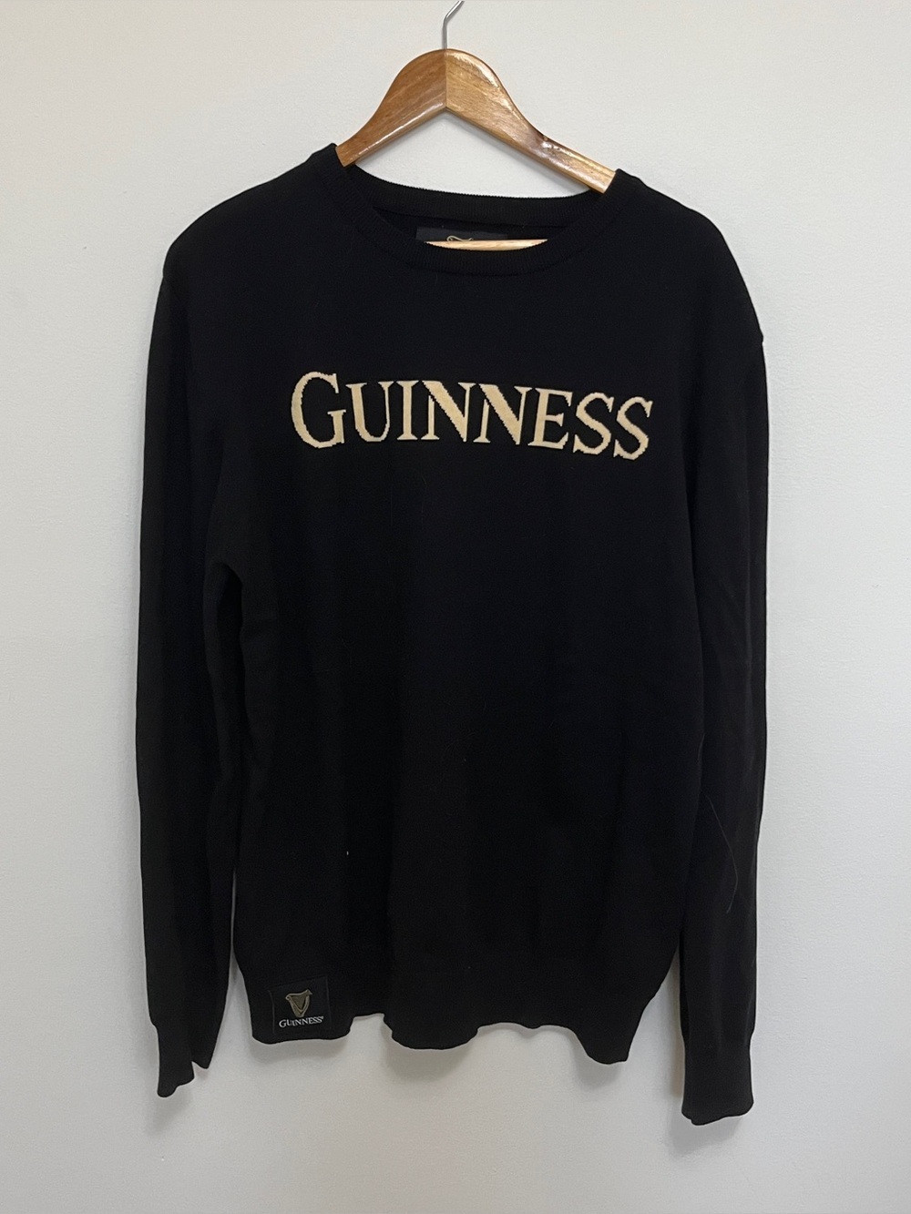 Guinness Black Mens Crewneck Sweater Size XL
